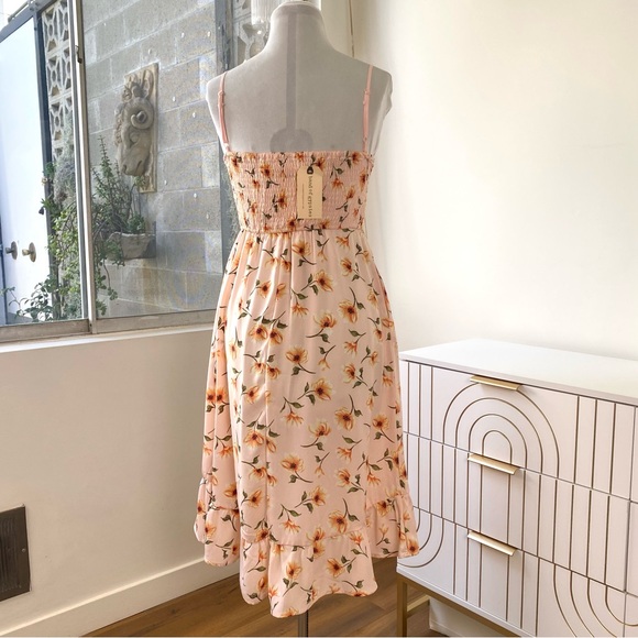 BAND OF GYPSIES NWT Blush Floral Corset Bustier Button Down Midi Dress, Size XS - Picture 6 of 9